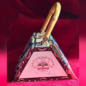 Vintage Trapezoid Romeo Roma Cigar Box Handbag w/Bamboo Handle Multi-Color